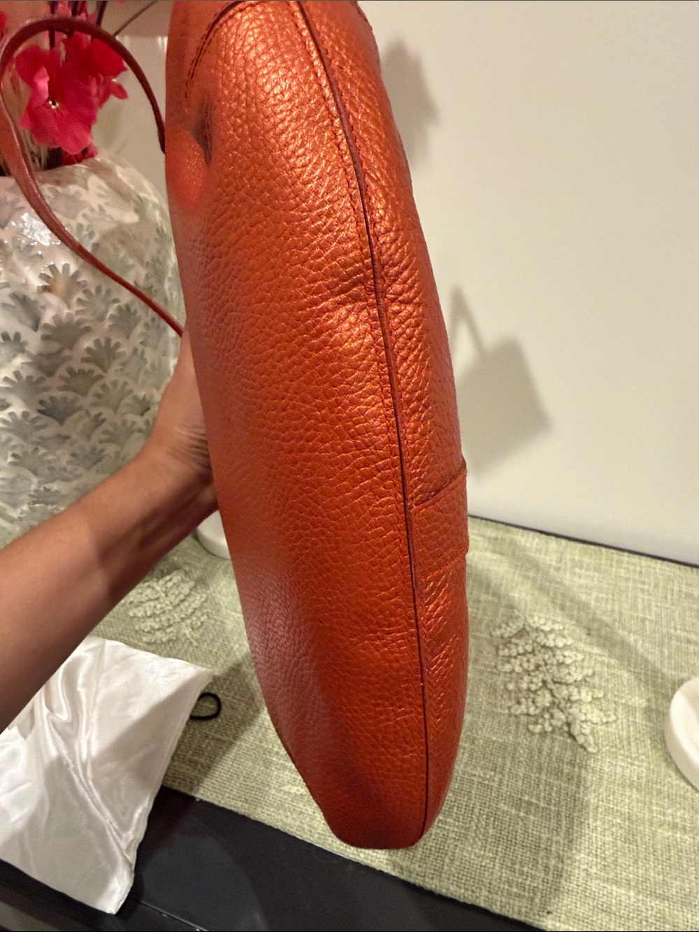 Furla Pebbled Leather Shoulder hobo Bag in Burnt Orange / bronze - Picture 9 of 13